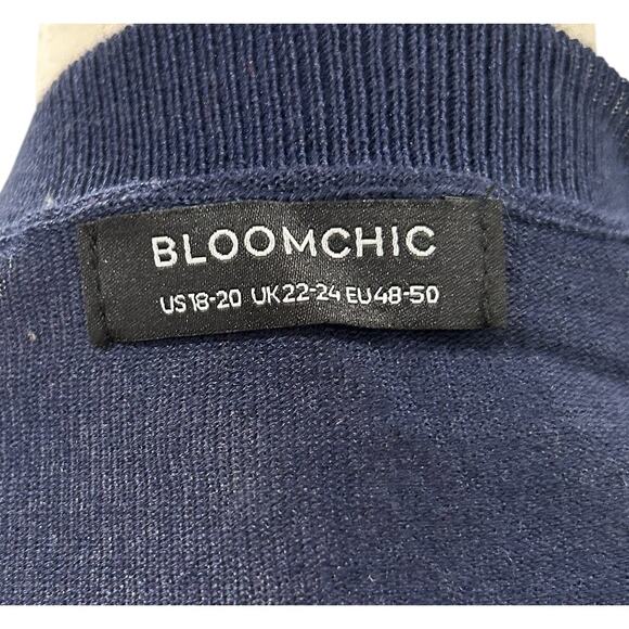 Bloomchic Navy and White Open Front Cardigan Sweater Size 18-20 EUC - Picture 2 of 5